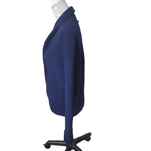 Talbots Blue Wool Knit Blazer 3 Button Jacket Women's 12 - Picture 5 of 11